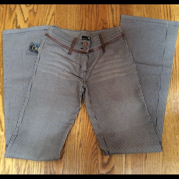 Buffalo David Bitton Denim - Buffalo Striped Denim Leather Trim Pants Jeans